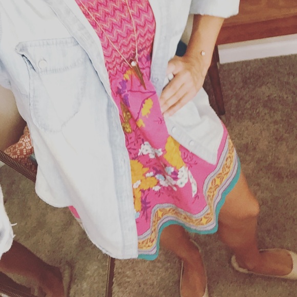 Strapless Pink Floral Dress - Picture 2 of 2