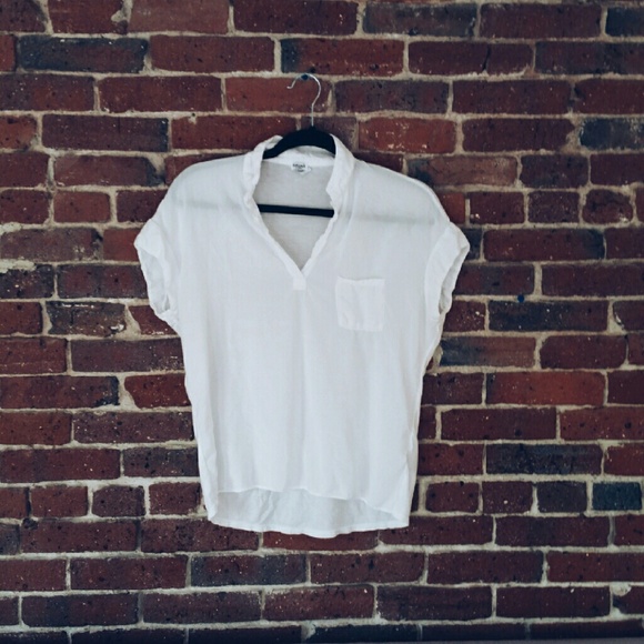 Simple white pocket collared t shirt