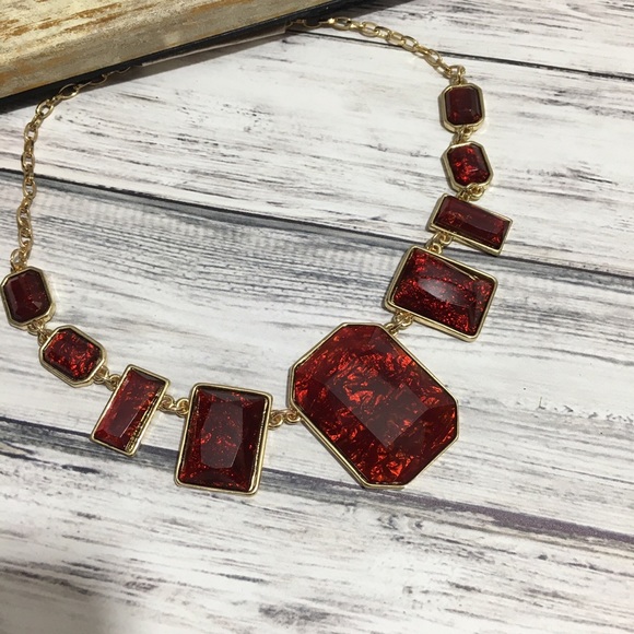 Fire Red Opal Statement Necklace - Picture 2 of 4