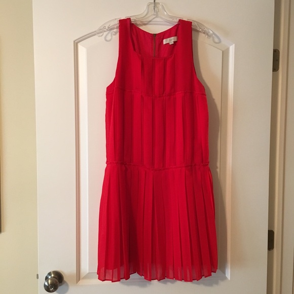 LOFT drop waist silky pleated dress. Sz 12.
