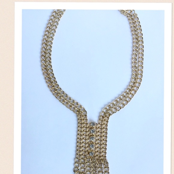 🆕Gold Chains & Rhinestoned Necklace - Picture 3 of 3