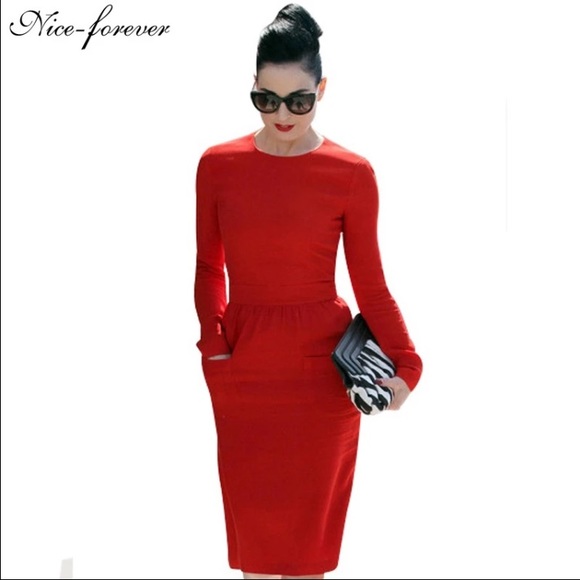 ❤️ Red Celebrity Vintage Sheath Shift Dress❤️ NEW