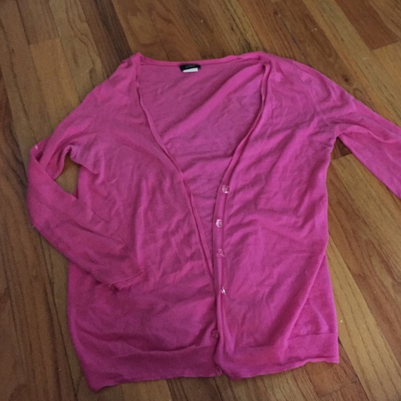 3/4 sleeve hot pink jcrew cardigan