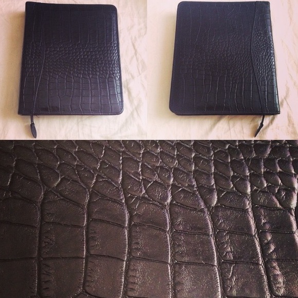 Planner Pad Cover in Black Croc-look Leather