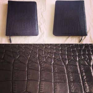 Planner Pad Cover in Black Croc-look Leather