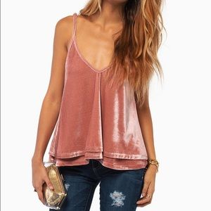 Pink velvet low back tank