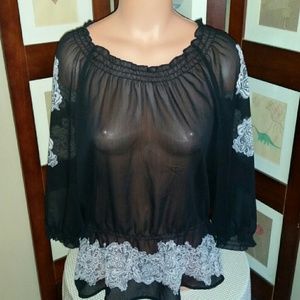 Sheer black blouse