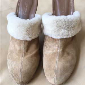 Coach Suede/leather/shearling mule clogs size 11B