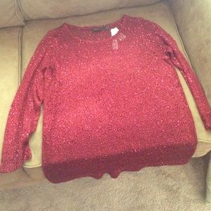 Sequin red loose knit sweater