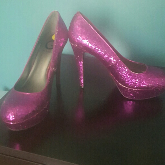 Guess purple glittery heels