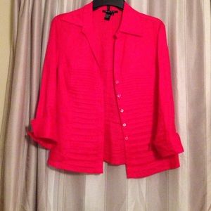 Bright red button down linen shirt blouse top ❤️