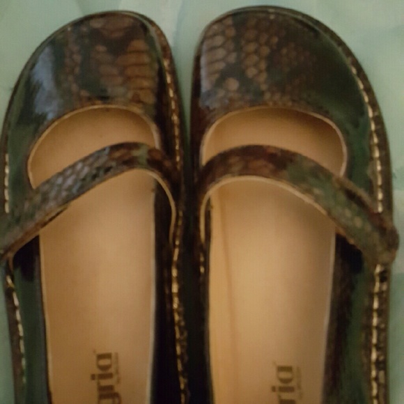 Alegria brown snake skin python Mary Jane shoes