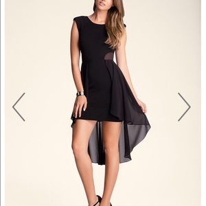 Bebe Hi Lo mesh ruffle dress