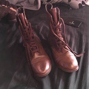 Brown combat boots