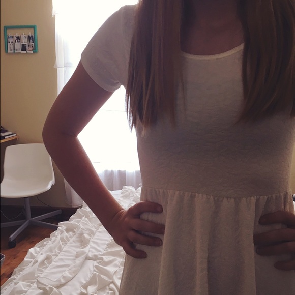 White Rose print A-line dress