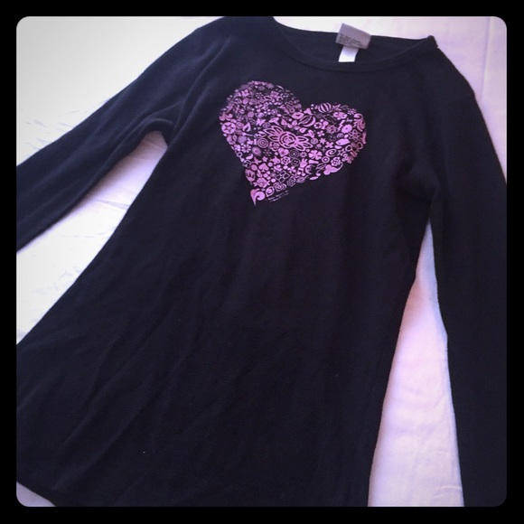 Black long sleeve tee with heart design
