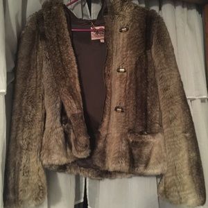 Juicy Couture Faux Fur Hooded Zip Jacket