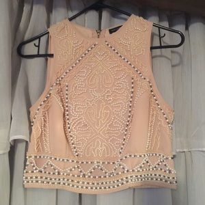 River Island Crop Beaded Vest/Shirt