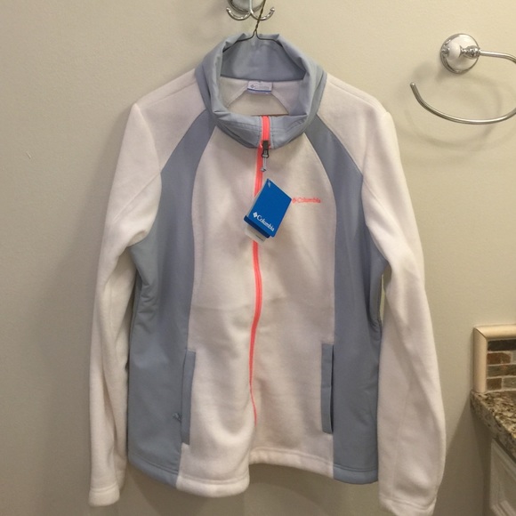 NWT Columbia white and blue gray fleece jacket