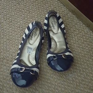 Navy and white ballet flats