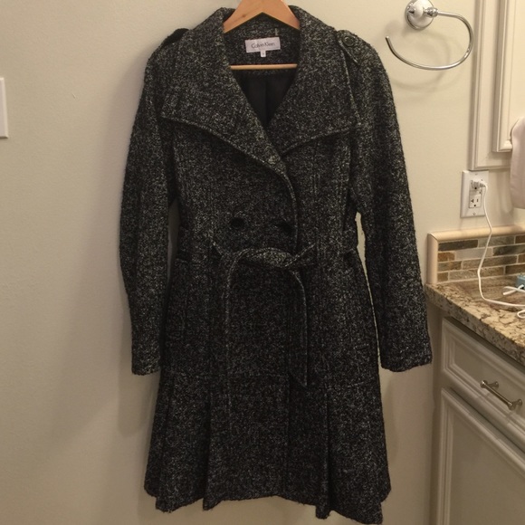 Heavy black and white wool coat