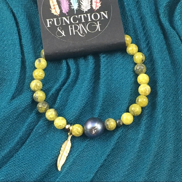 African Turquoise and Pearl stretch bracelet