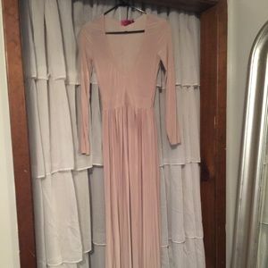 Floor-Length Nude Bodysuit Gown