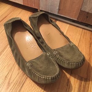 Cole Haan Olive Green Suede Loafers Size 11
