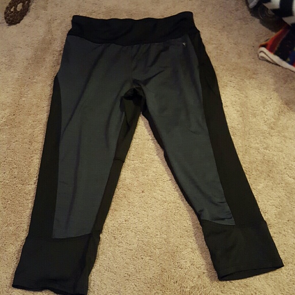 Gray and black capri leggings