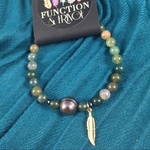African Turquoise and Pearl stretch bracelet