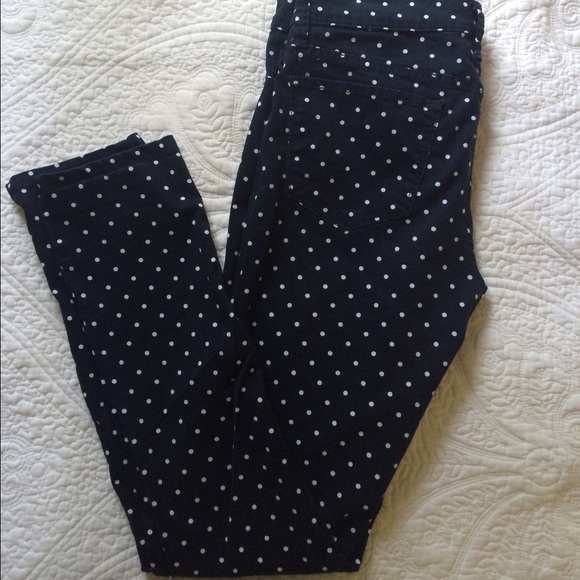 Navy Polka Dot Skinny Jeans