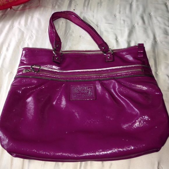 Purple Coach Poppy Leather Tote