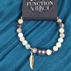 Indian Agate and Pearl stretch bracelet