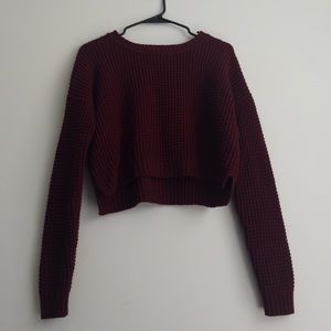 cropped maroon sweater
