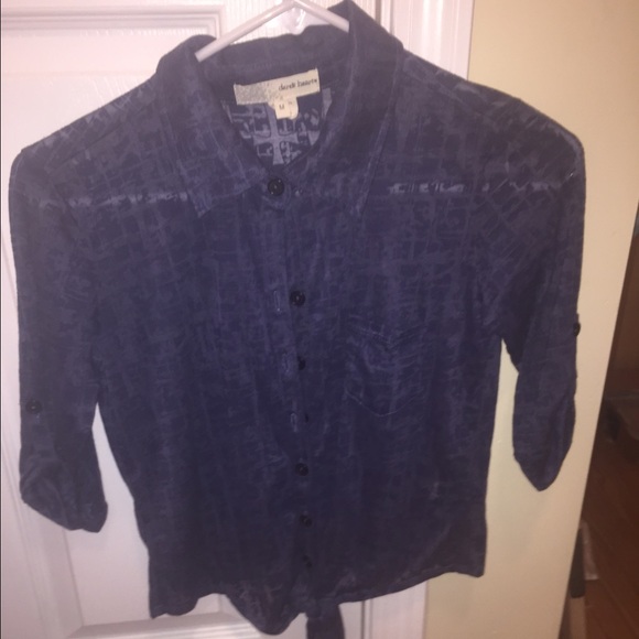 Navy blue, button up, 3/4 sleeve top