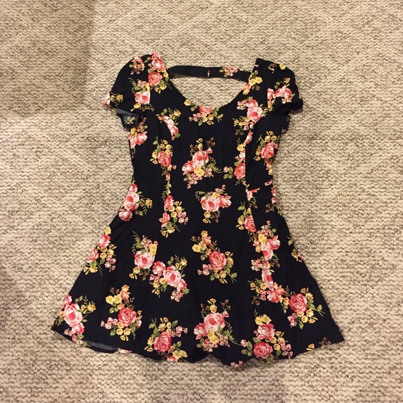 Black floral baby doll dress
