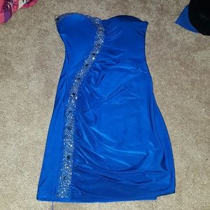 Strapless blue dress