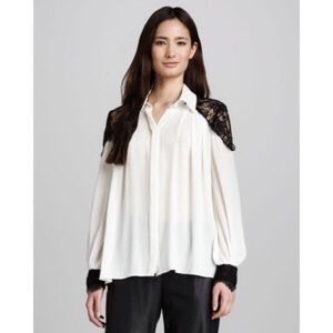 Alice and Olivia button down blouse with lace