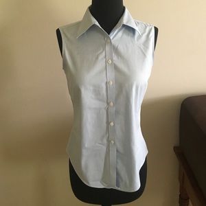 Brooks Brothers sleeveless blue button down
