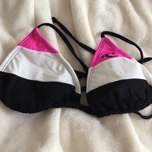 Black white and pink bathing suit