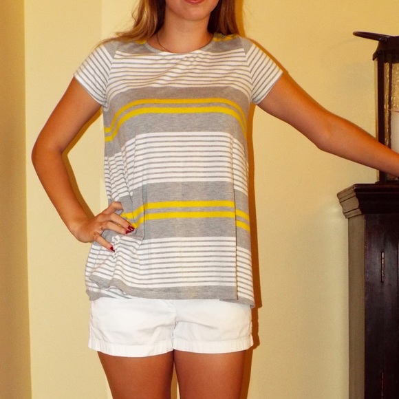 Striped shirt, gray and white