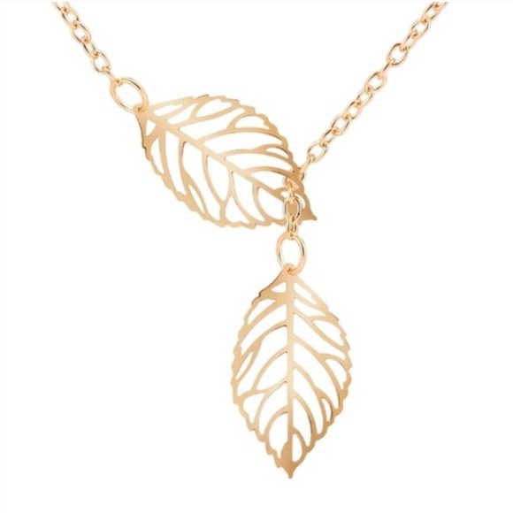 Lariat Gold Leaf Necklace - Picture 4 of 4
