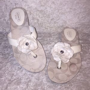 Coach Samira Flower Sandals 5B White Camellia Flower