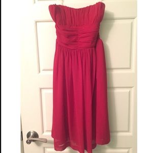 Red strapless dress