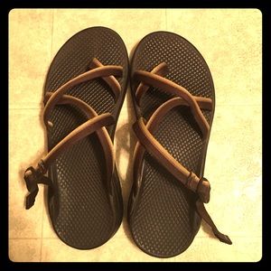 Brown and green Chaco Sandals