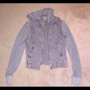 GRAY ZIP UP HOODED JACKET