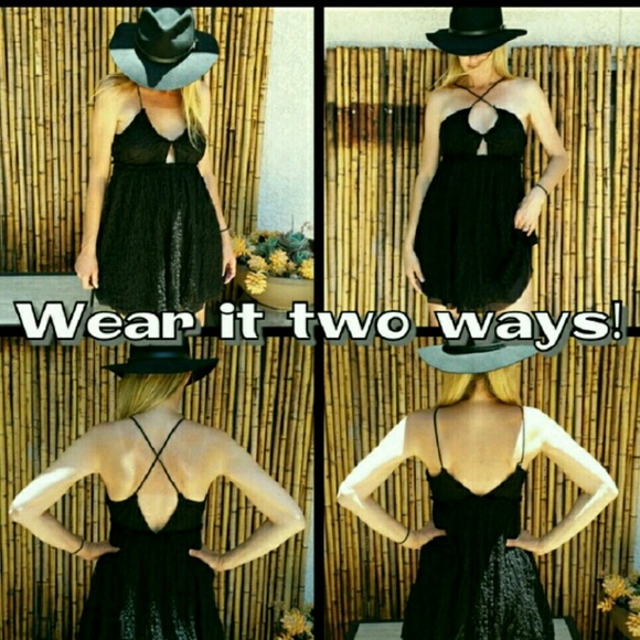 Free People Dresses & Skirts - 🍒FREE PEOPLE Black Baby Doll Lace Dress NWOT Med