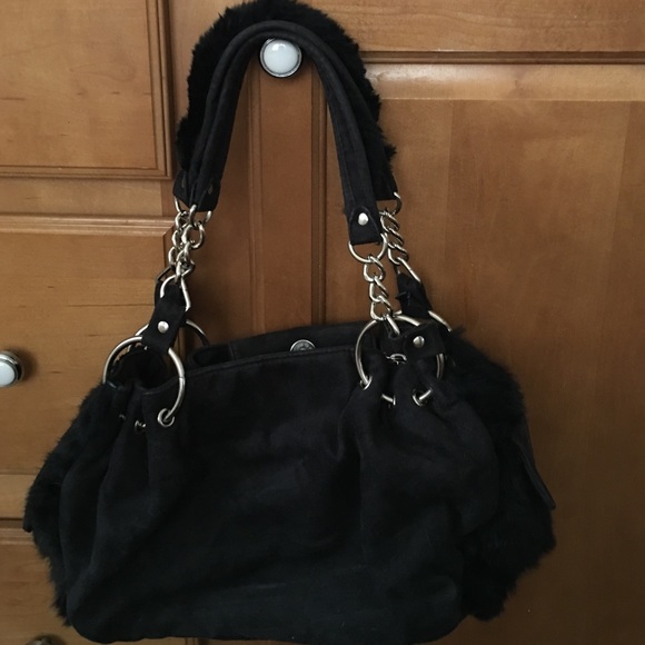 😃😃SALE!!!!! Suede handbag with faux fur straps