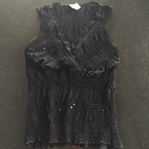 Vintage 1990’s black smocked sequin top