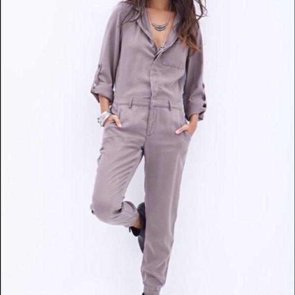 Gray utility jump suit
